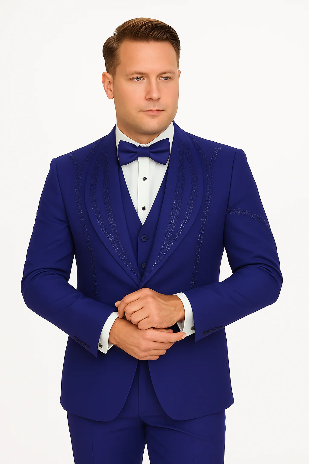 Royal Blue Italian Wool 3-Piece Modern Fit Tuxedo - Image 5