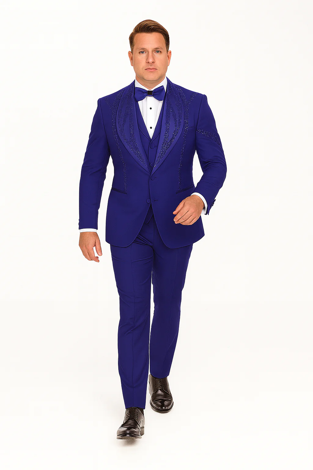 Royal Blue Italian Wool 3-Piece Modern Fit Tuxedo - Image 6
