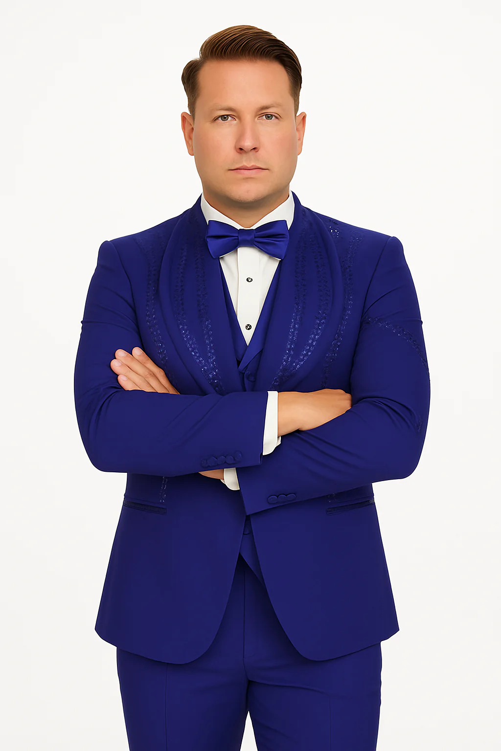Royal Blue Italian Wool 3-Piece Modern Fit Tuxedo - Image 7