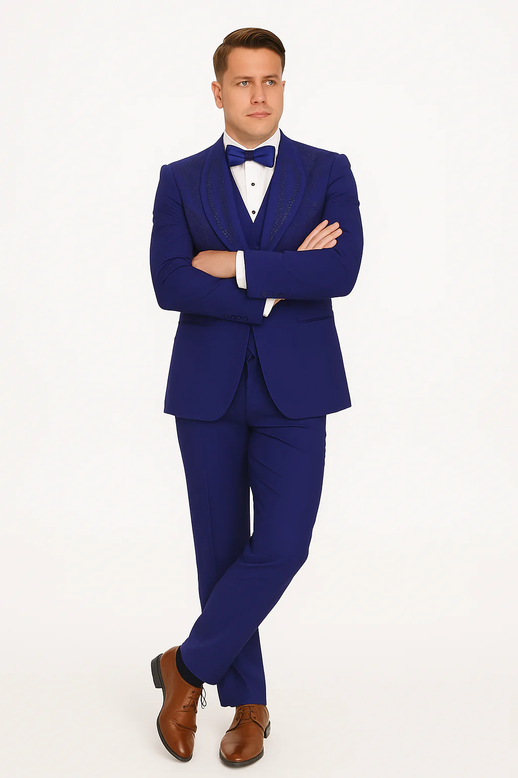 Royal Blue Italian Wool 3-Piece Modern Fit Tuxedo - Image 8