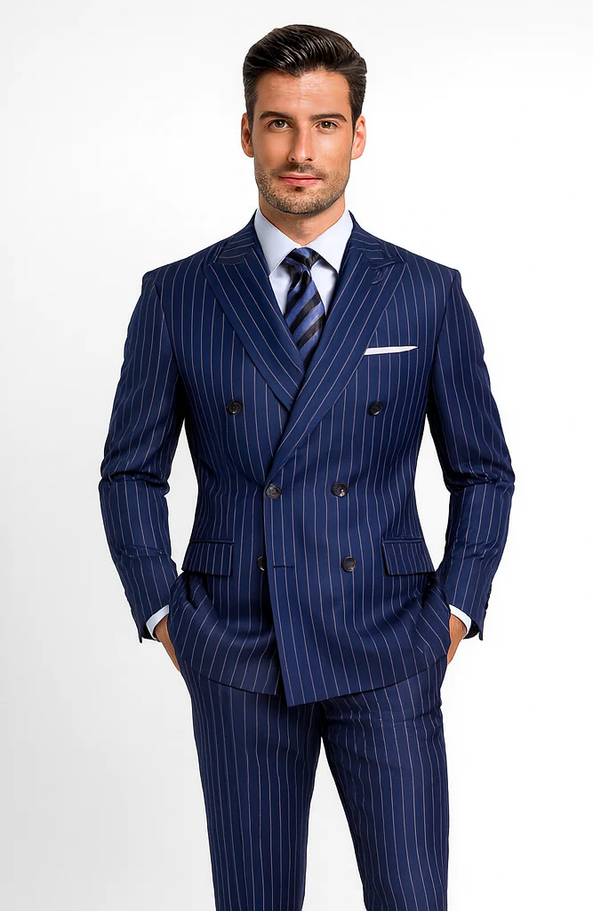 Royal Blue Pinstripe Suit - Gangster Suit - 1920's Suit - Double Breasted Suit - Image 7
