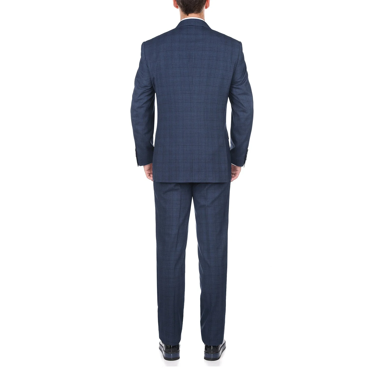 San Gemini Collection - 3 Piece Suit 2 Buttons Blue Glen Plaid Regular Fit - Image 2