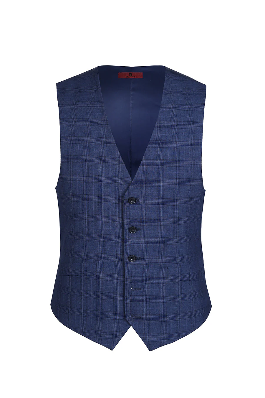 San Gemini Collection - 3 Piece Suit 2 Buttons Blue Glen Plaid Regular Fit - Image 8