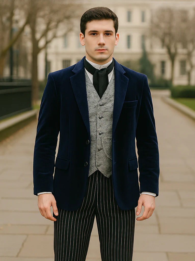 Sapphire Velvet Roderick Smoking Jacket – Luxurious Men's Wear