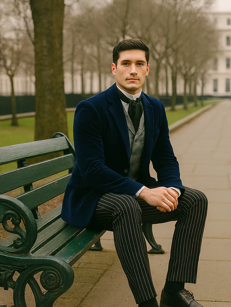 Sapphire Velvet Roderick Smoking Jacket – Luxurious Men's Wear - Image 4