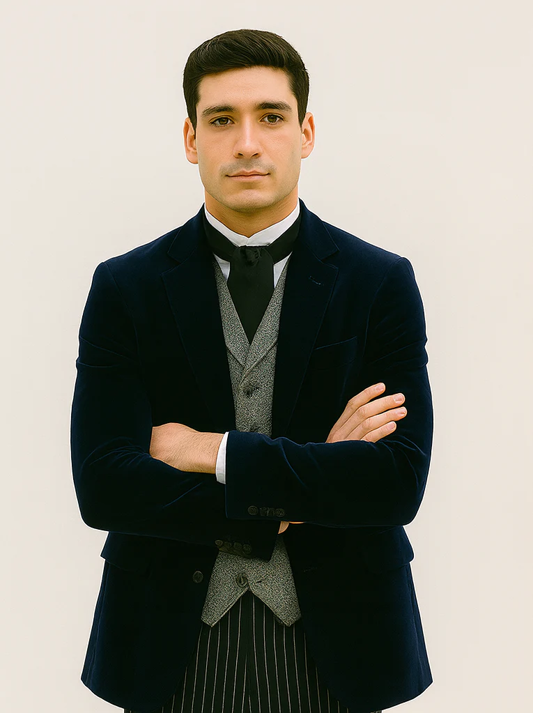 Sapphire Velvet Roderick Smoking Jacket – Luxurious Men's Wear - Image 5