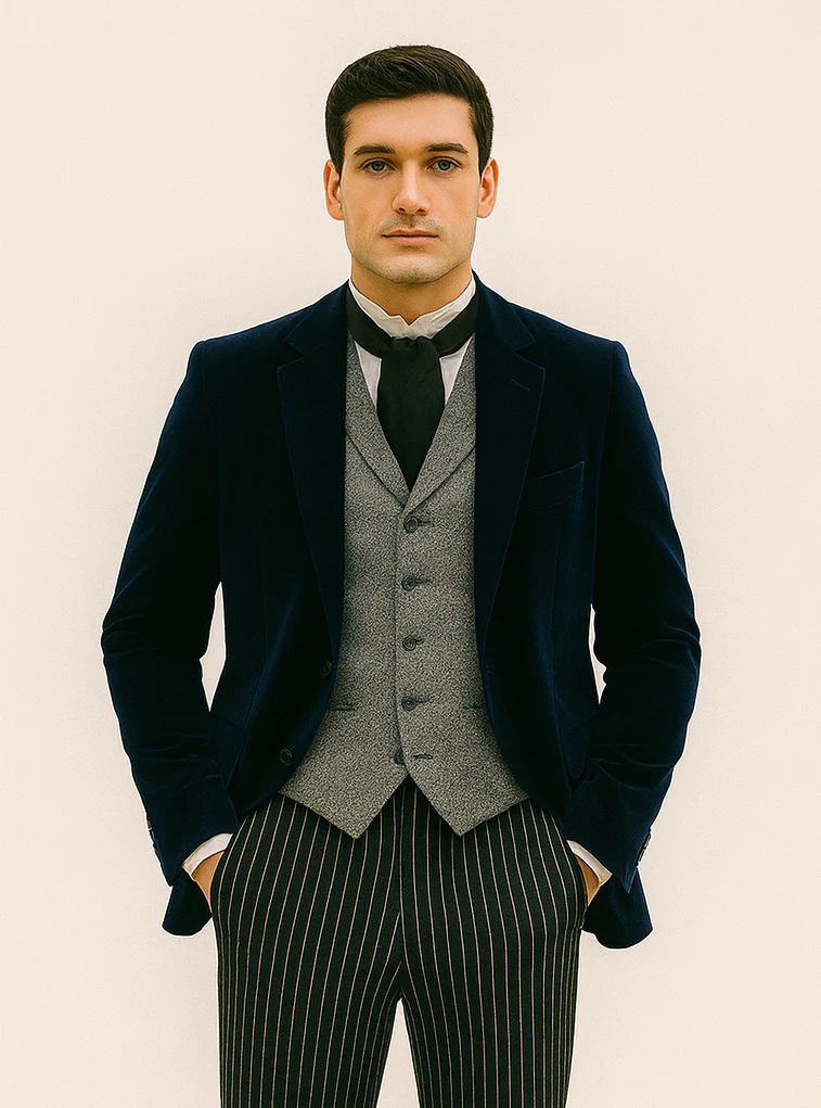 Sapphire Velvet Roderick Smoking Jacket – Luxurious Men's Wear - Image 7