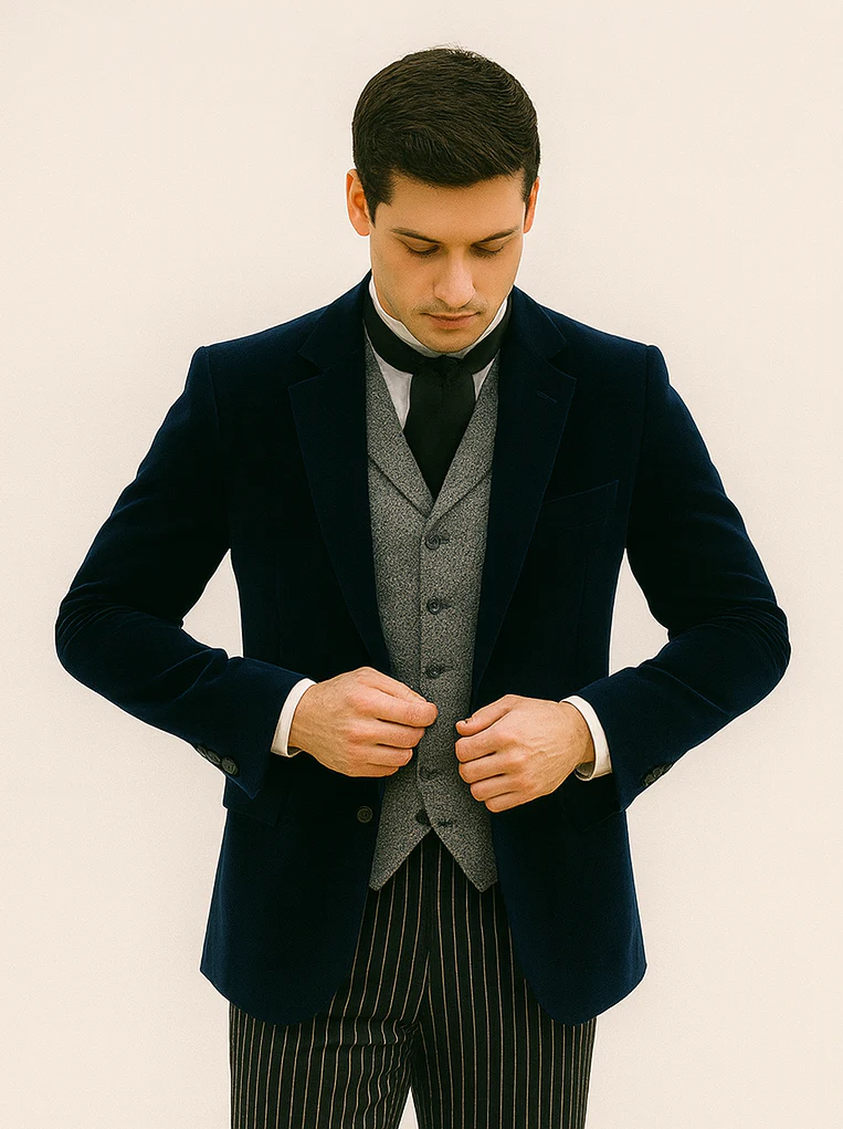 Sapphire Velvet Roderick Smoking Jacket – Luxurious Men's Wear - Image 8