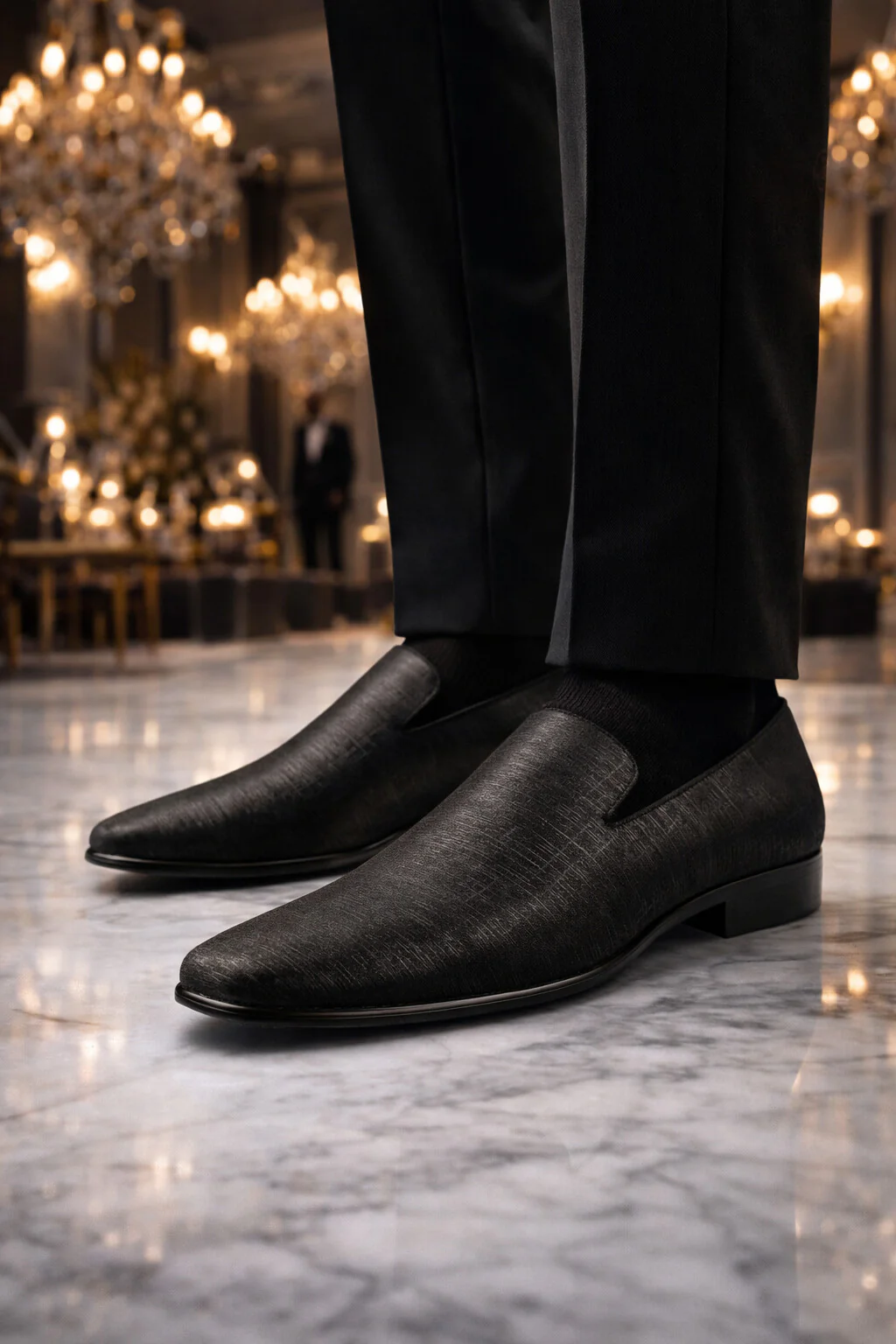 "Sharkskin" Black Couture 1910 Tuxedo Shoes - Image 8