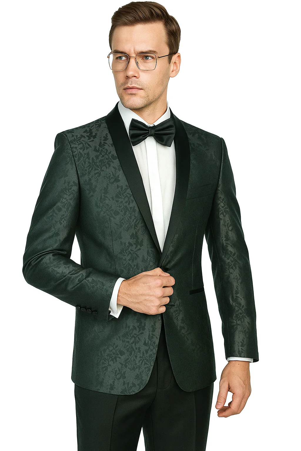 Shawl Jacquard Tuxedo by Giorgio Fiorelli in Burgundy, Gray - Image 10