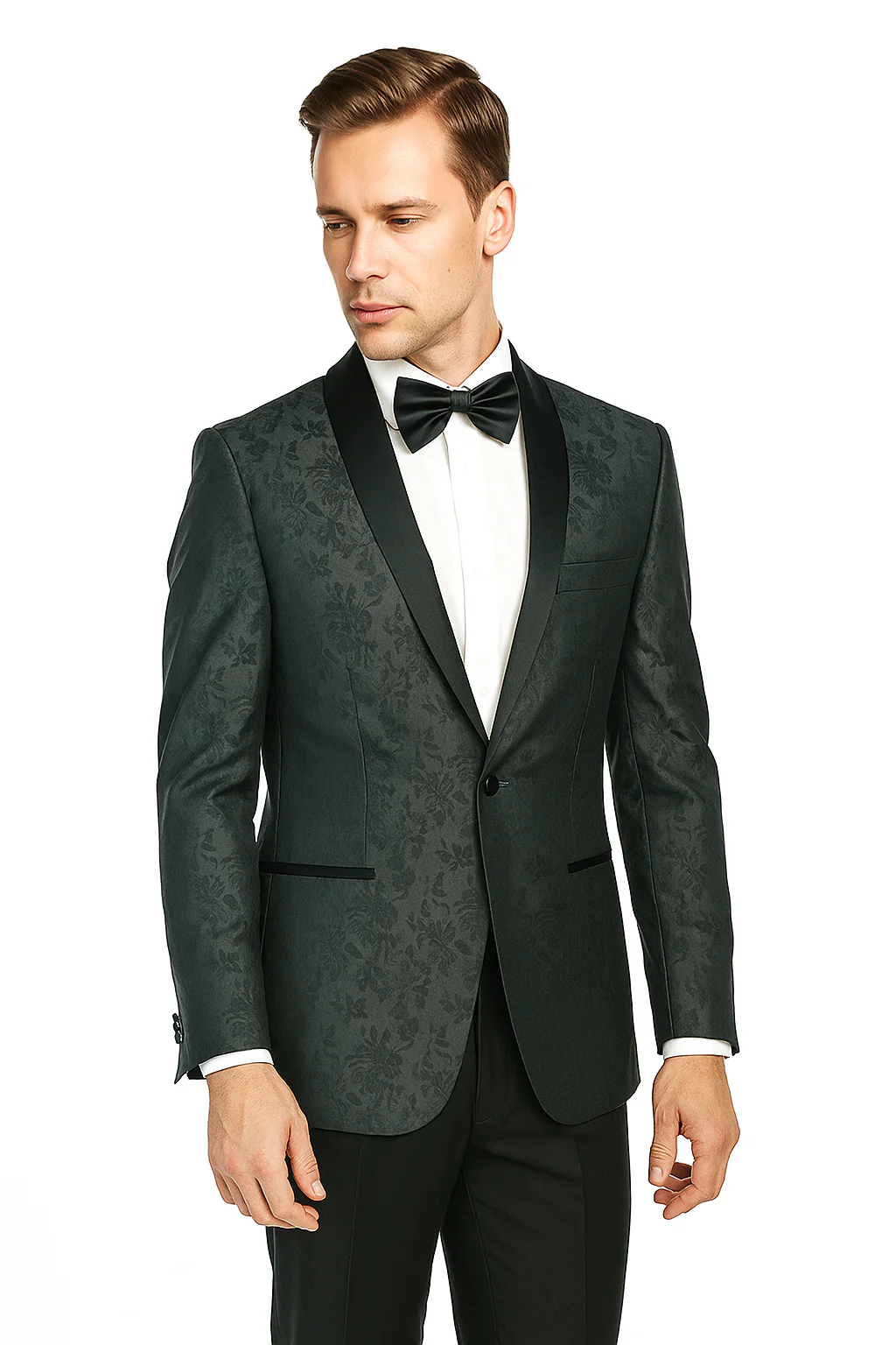 Shawl Jacquard Tuxedo by Giorgio Fiorelli in Burgundy, Gray - Image 11