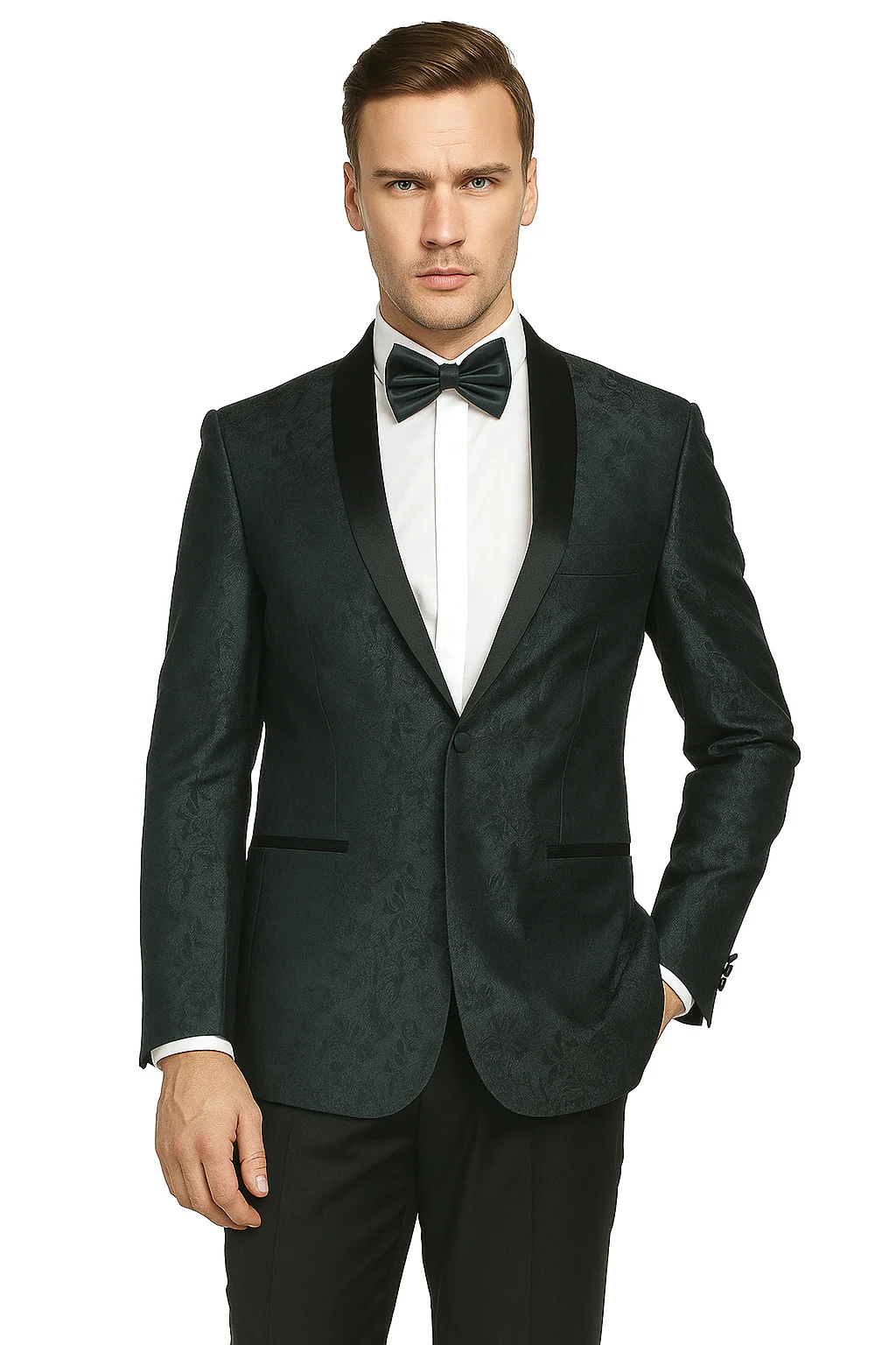 Shawl Jacquard Tuxedo by Giorgio Fiorelli in Burgundy, Gray - Image 9
