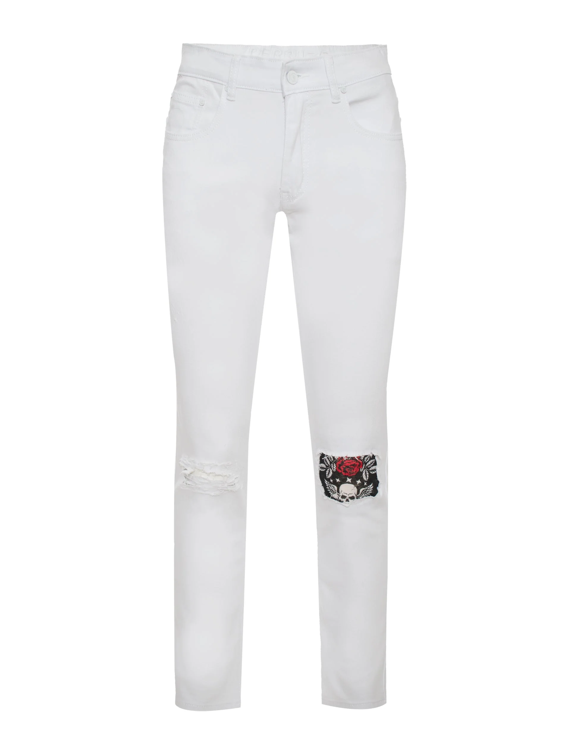 Skinny Jean with Skull  knee patch