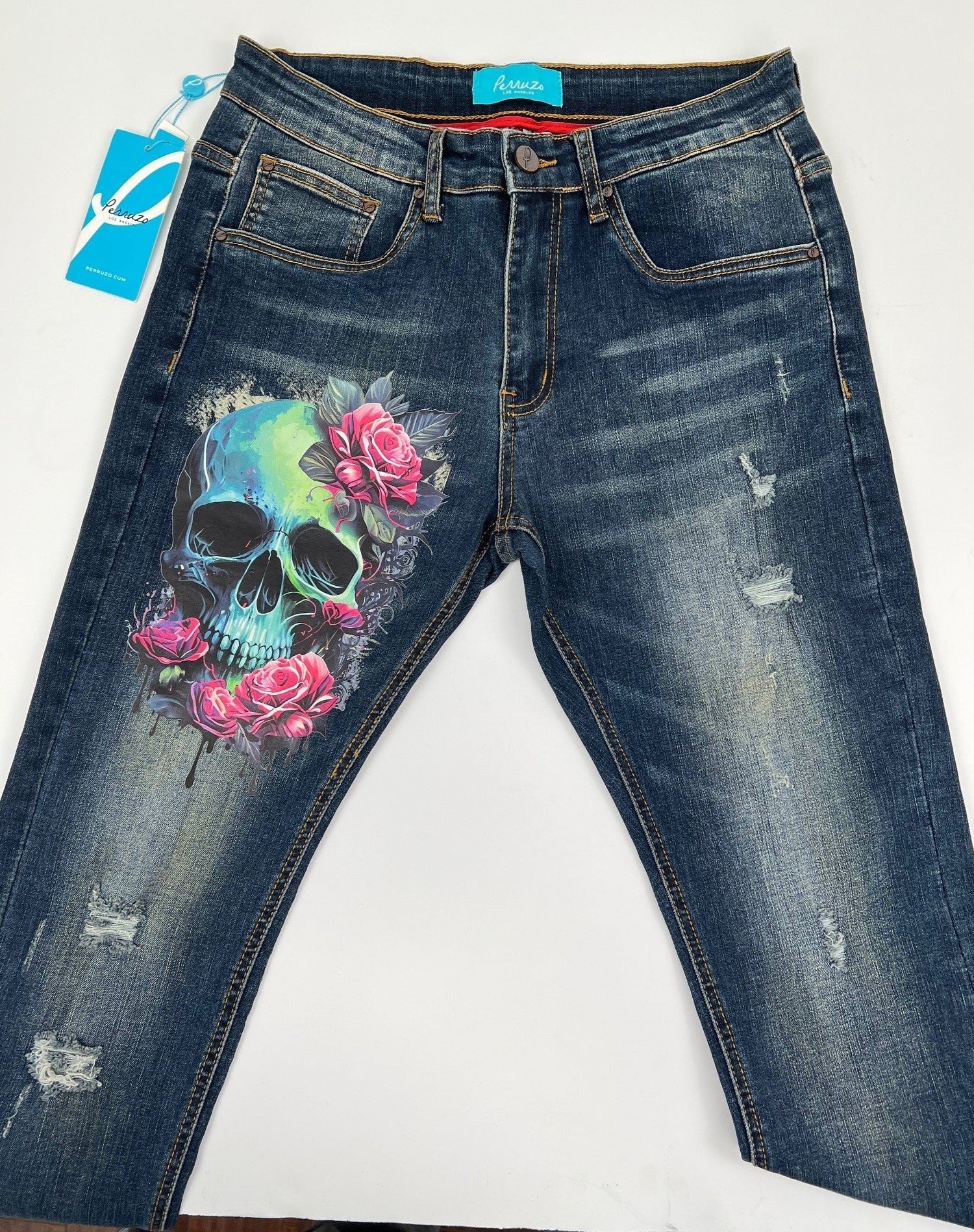 Skinny denim with Skull print - Image 2