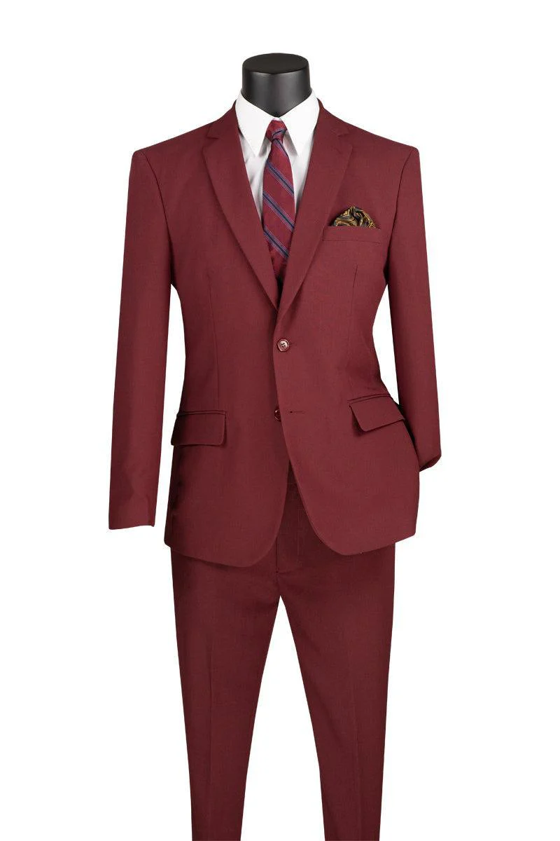 Slim Fit 2 Piece Suit Color Burgundy