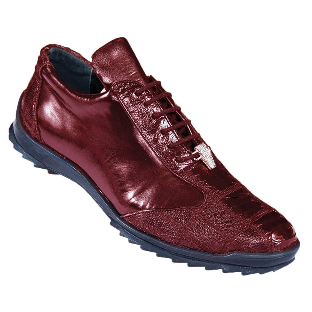 Men’s Wine Ostrich Leg Leather Sneakers with Lace Up Front, Exotic Casual Dress Shoes - Image 12