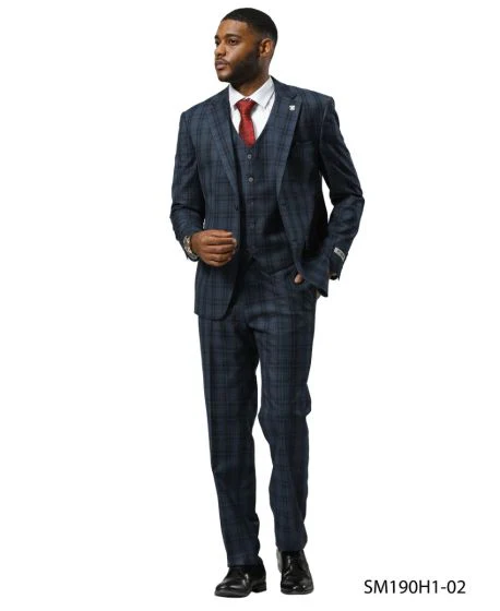 Stacy Adams Men's 3 Piece Hybrid Fit Suit - Glen Plaid - Image 2