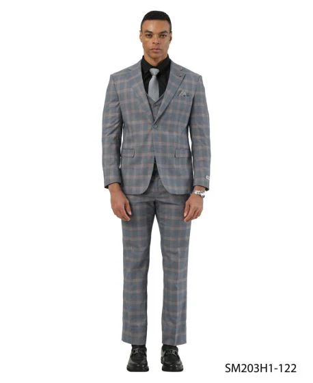 Stacy Adams Men's 3 Piece Hybrid Fit Suit - Plaid Pattern - Image 2