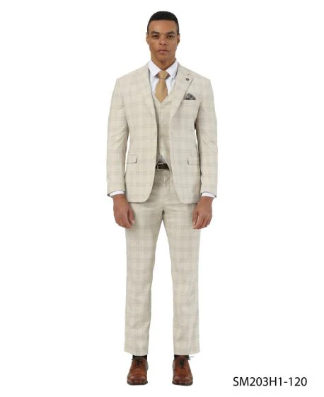 Stacy Adams Men's 3 Piece Hybrid Fit Suit - Plaid Pattern - Image 3