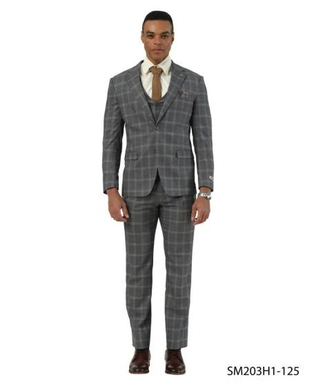 Stacy Adams Men's 3 Piece Hybrid Fit Suit - Plaid Pattern - Image 4