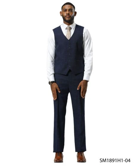 Stacy Adams Men's 3 Piece Hybrid Fit Suit - Tattersall Pattern - Image 2