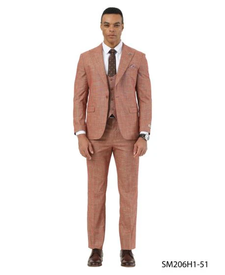 Stacy Adams Men's 3 Piece Hybrid Fit Suit - Textured Windowpane - Image 2