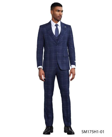 Stacy Adams Men's 3 Piece Hybrid Fit Suit - Window Plaid - Image 2