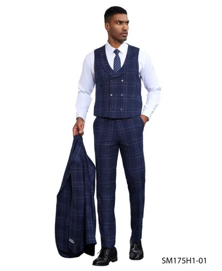 Stacy Adams Men's 3 Piece Hybrid Fit Suit - Window Plaid - Image 3