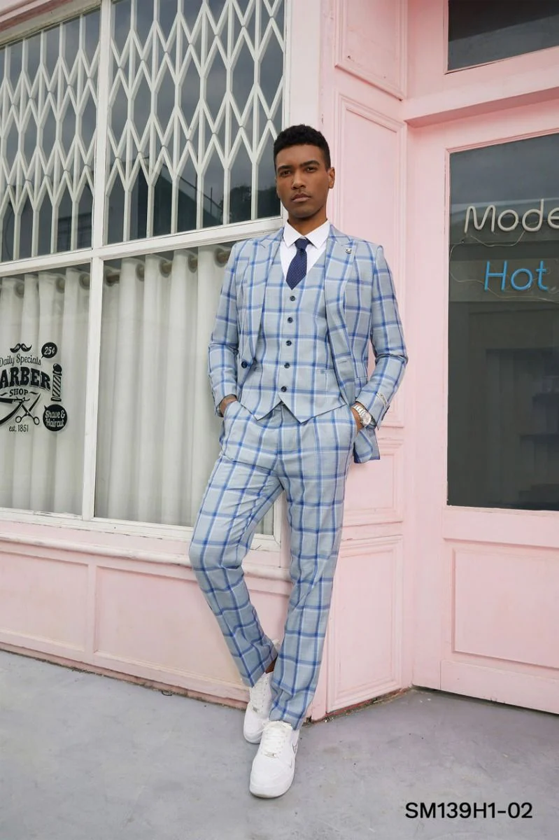 Stacy Adams Men's 3-Piece Hybrid Plaid Suit - Image 3