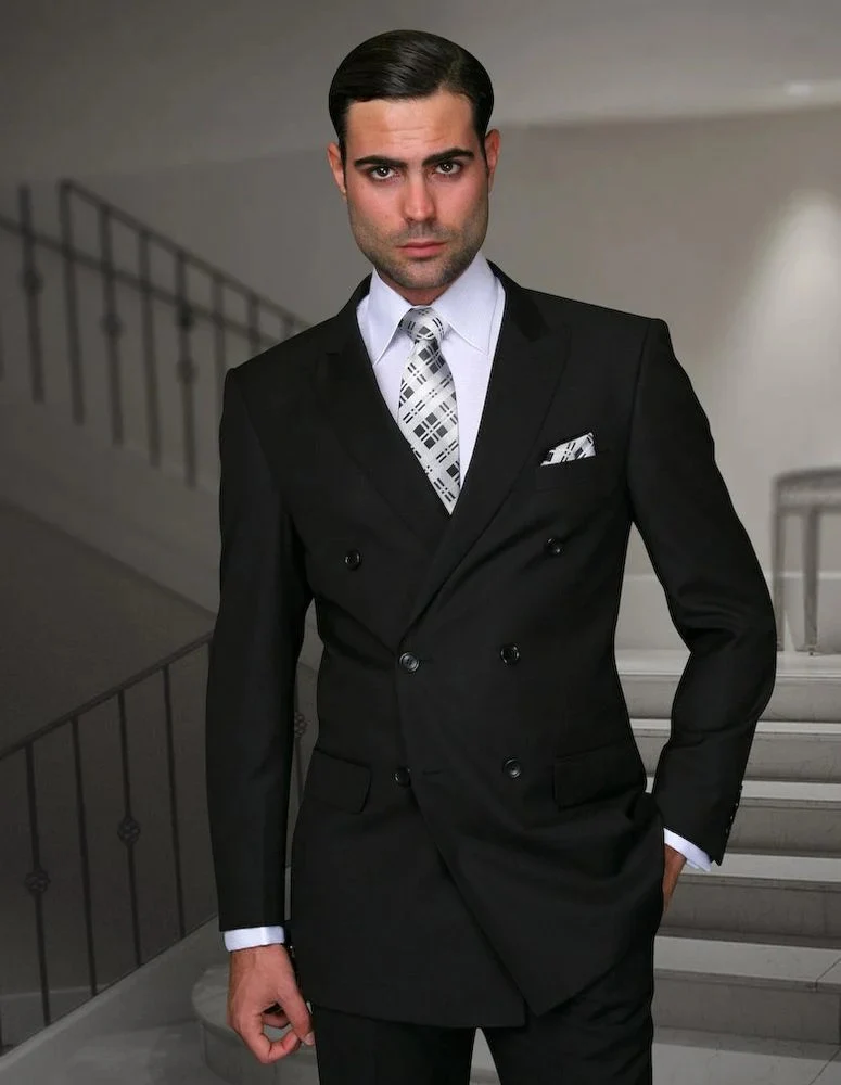 Statement Men's 2-Piece 100% Wool Modern Fit Fashion Suit – Double-Breasted Design