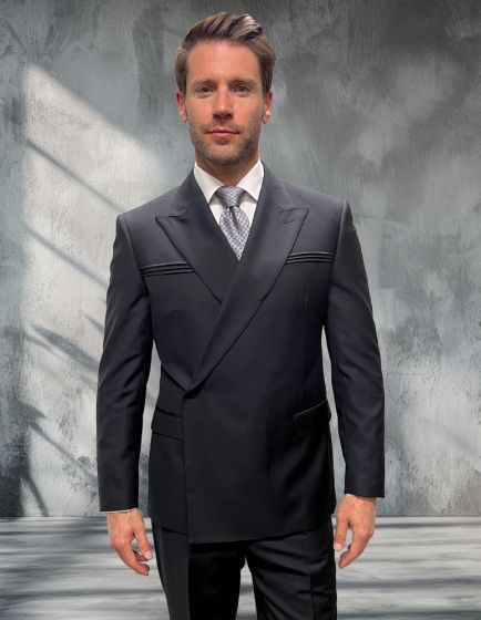 Statement Men's 2 Piece Modern Fit Double Breasted Suit - Sleek Finish