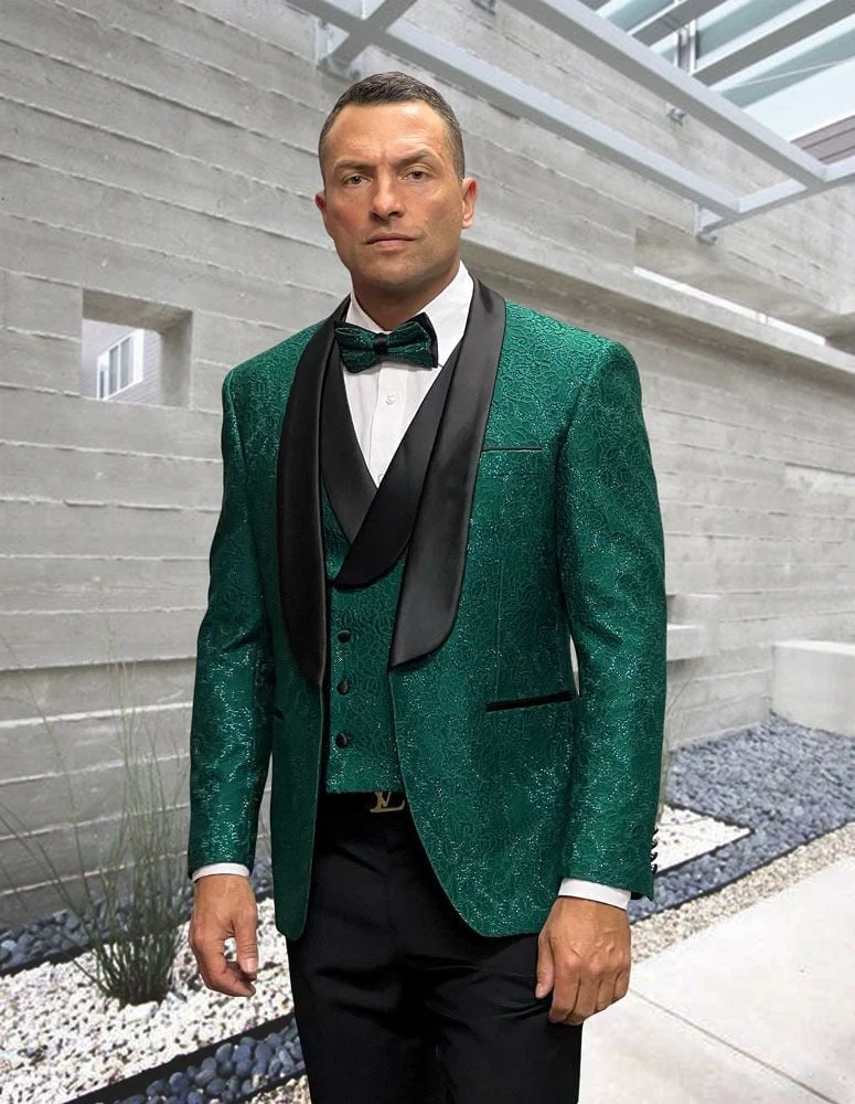 Statement Men's 3 Piece Modern Fit - Textured Jacket and Vest
