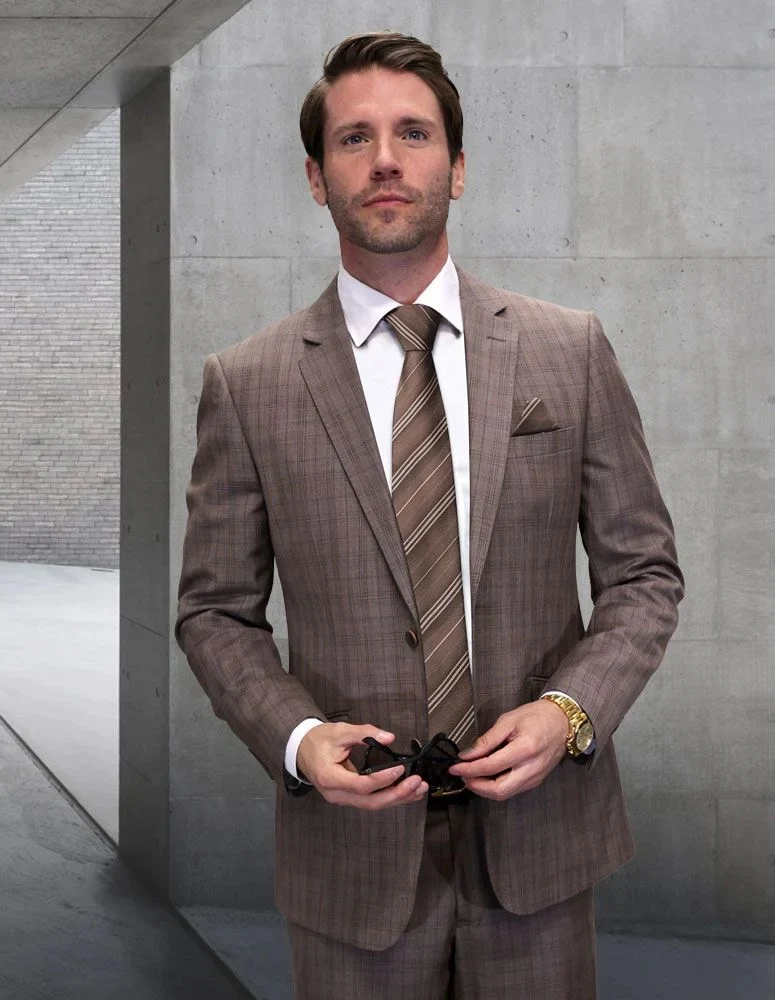 Statement Men's Grid Pattern Wool Suit - Big & Tall 2-Piece - Image 3