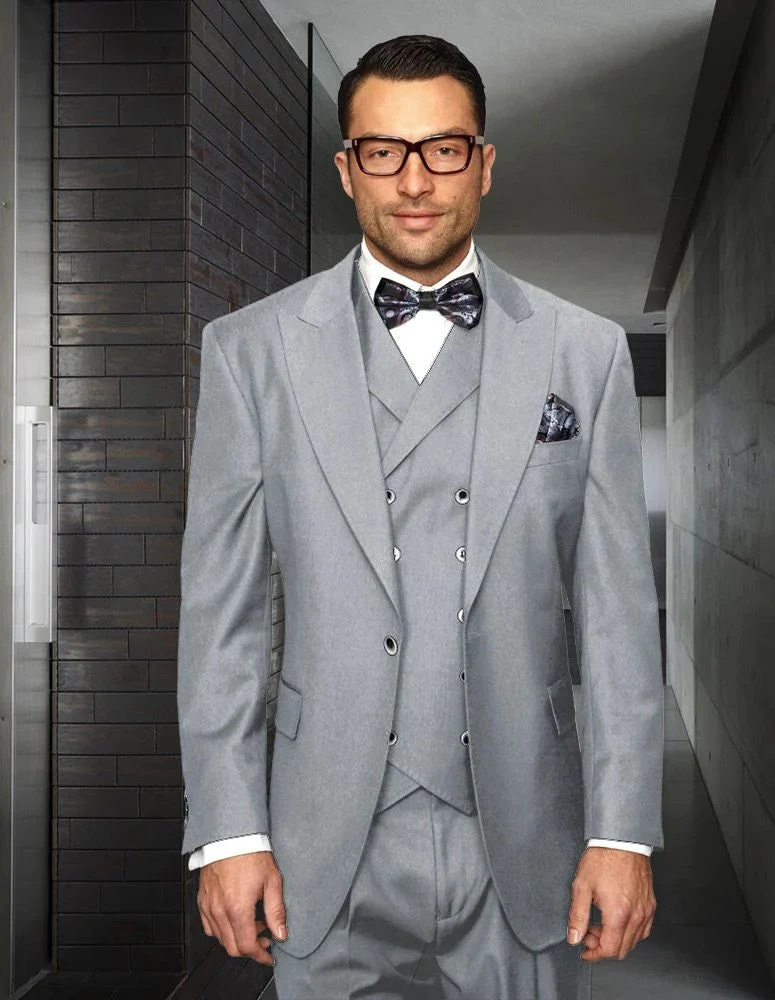 Statement Suit - Statement Italy Suit - Wool Suit - Statement Men's Outlet 100% Wool Suit - Unique Double Breasted Vest - Image 3