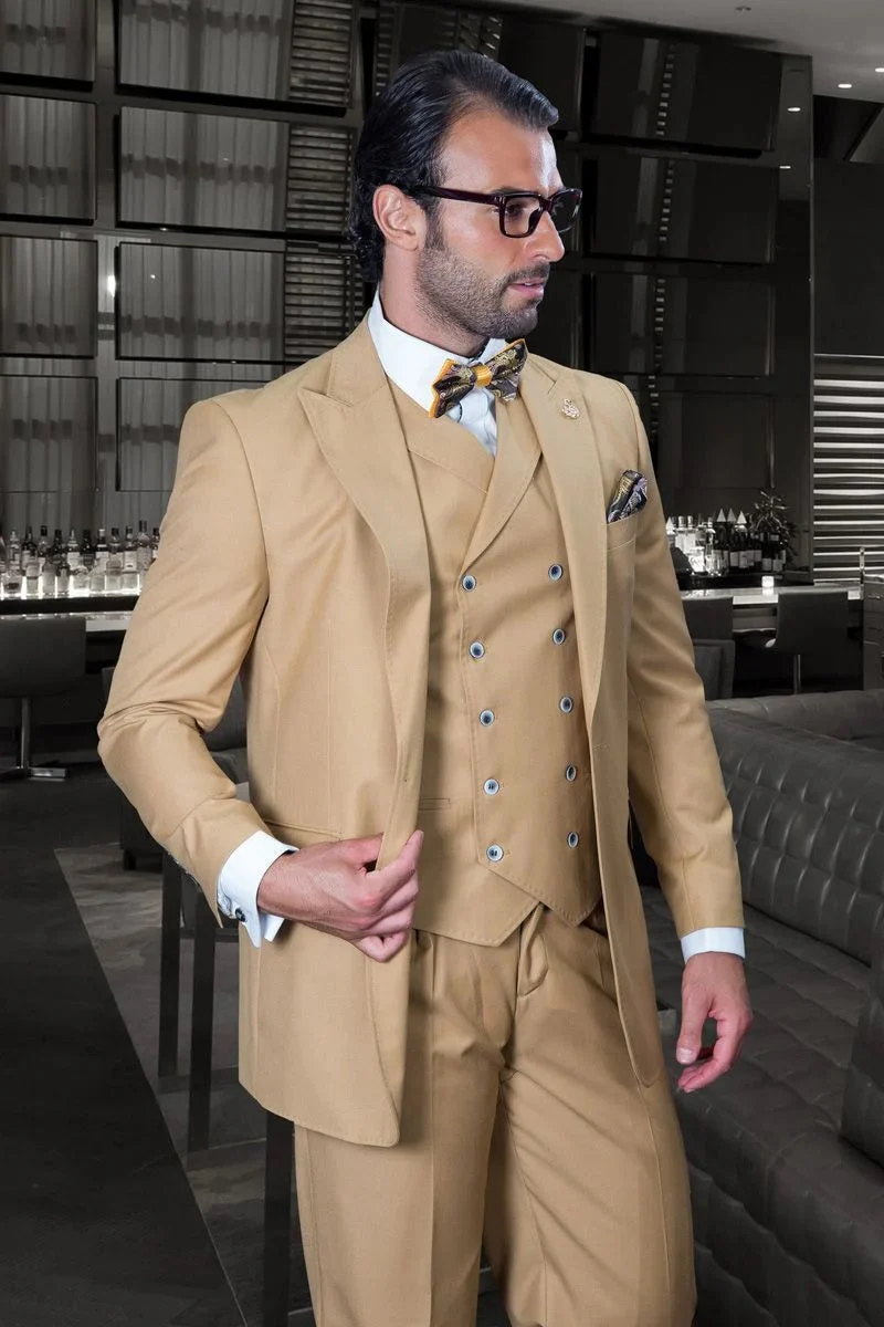 Statement Suit - Statement Italy Suit - Wool Suit - Statement Men's Outlet 100% Wool Suit - Unique Double Breasted Vest - Image 4