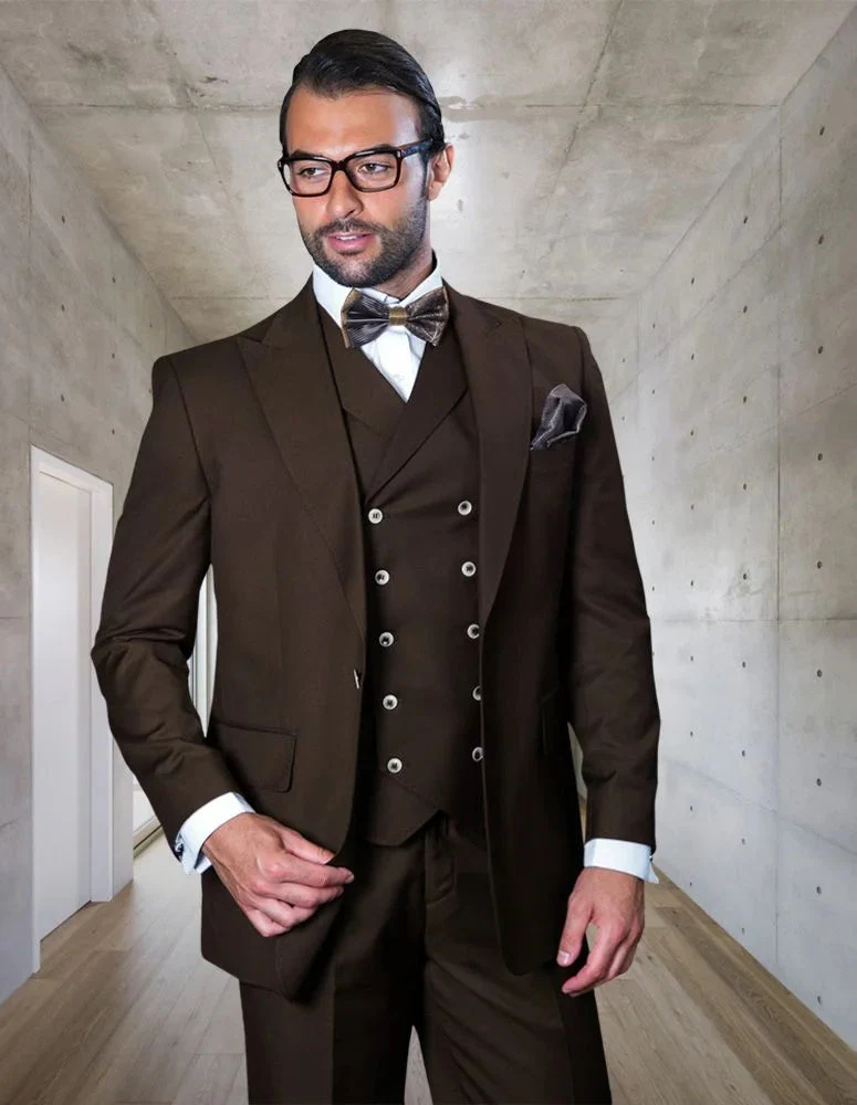 Statement Suit - Statement Italy Suit - Wool Suit - Statement Men's Outlet 100% Wool Suit - Unique Double Breasted Vest - Image 5