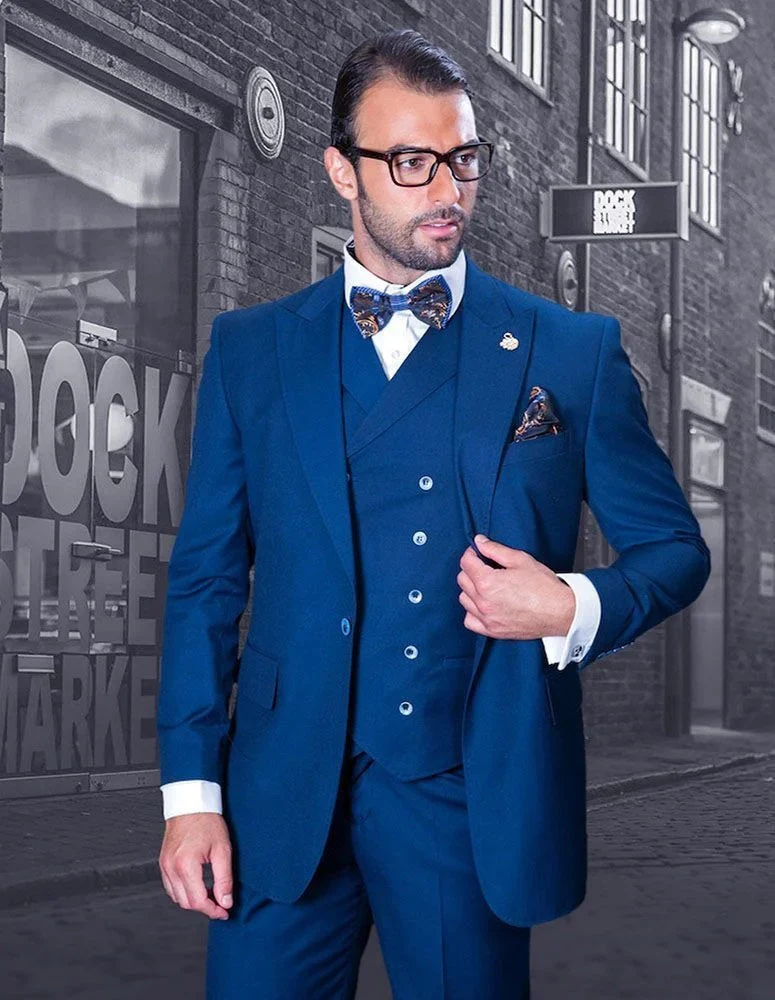 Statement Suit - Statement Italy Suit - Wool Suit - Statement Men's Outlet 100% Wool Suit - Unique Double Breasted Vest - Image 6