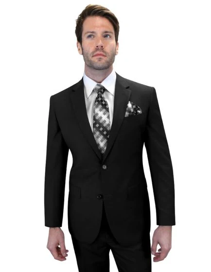 Statement Men's Outlet 2 Piece 100% Wool Modern Fit Suit - Solid Colors - Image 2