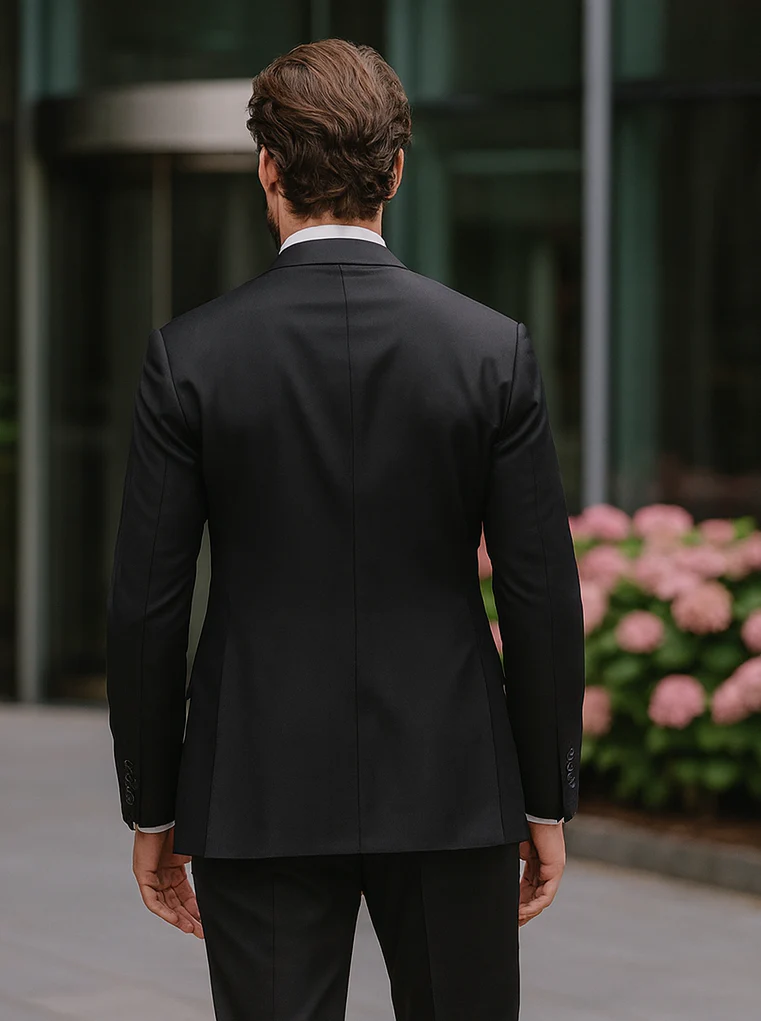 Steve Harvey Suits Brand - Mens Black Suit - Designer Brand Suit No Pleated Pants Modern Fit - Image 2
