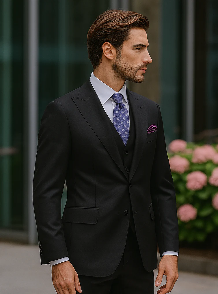 Steve Harvey Suits Brand - Mens Black Suit - Designer Brand Suit No Pleated Pants Modern Fit - Image 3