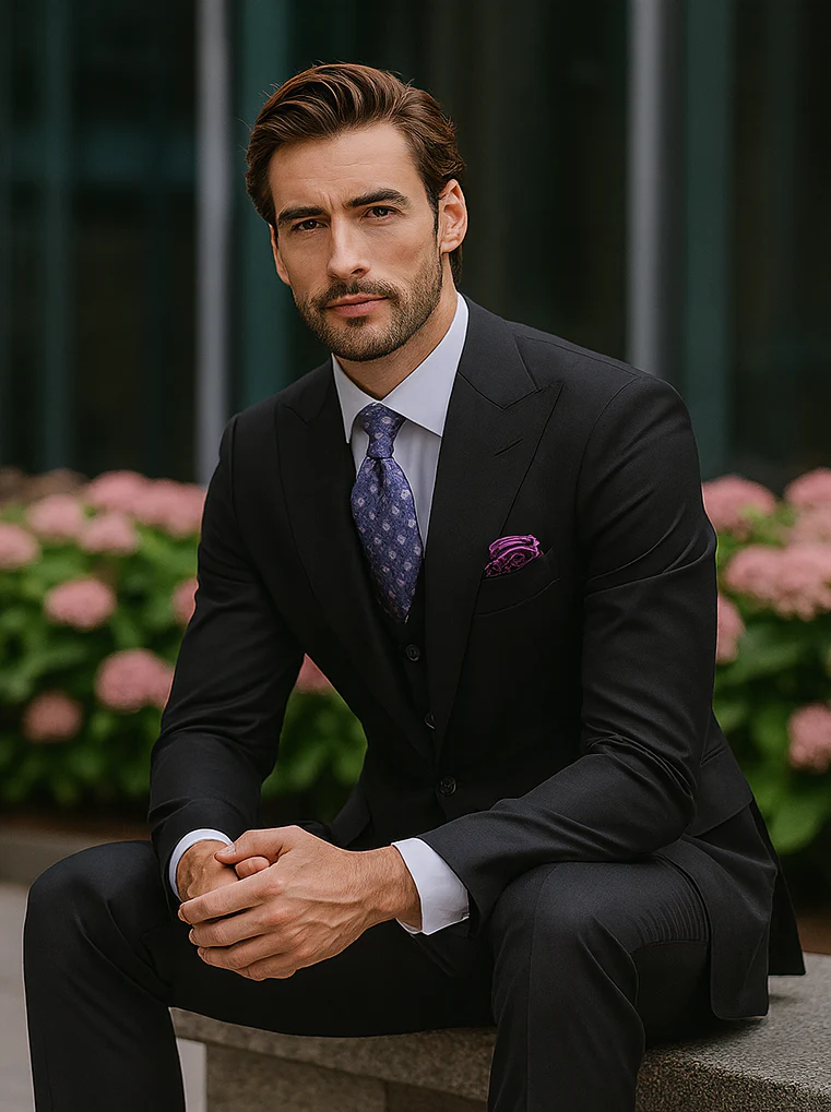 Steve Harvey Suits Brand - Mens Black Suit - Designer Brand Suit No Pleated Pants Modern Fit - Image 4