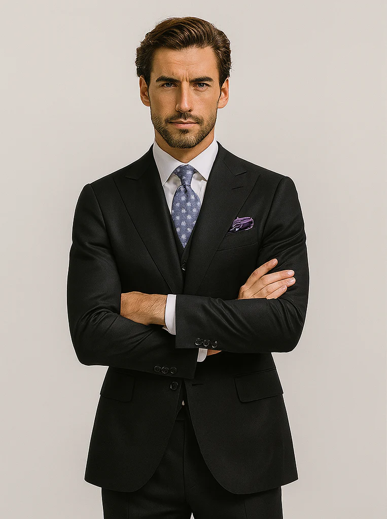 Steve Harvey Suits Brand - Mens Black Suit - Designer Brand Suit No Pleated Pants Modern Fit - Image 5