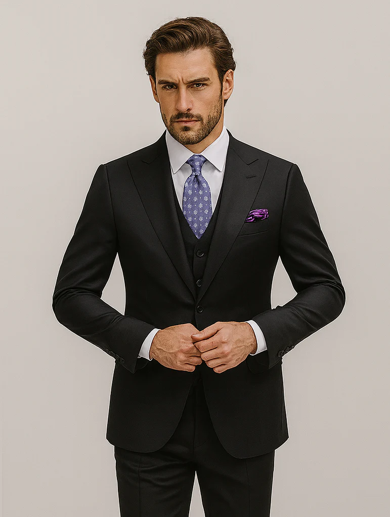 Steve Harvey Suits Brand - Mens Black Suit - Designer Brand Suit No Pleated Pants Modern Fit - Image 6