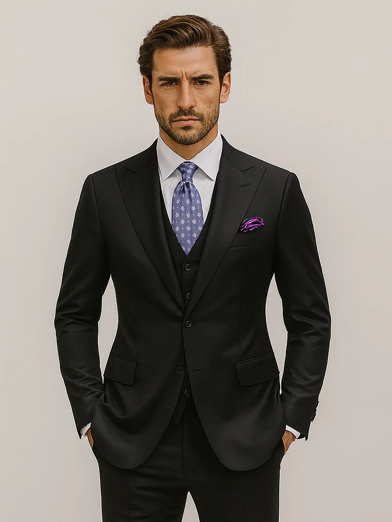 Steve Harvey Suits Brand - Mens Black Suit - Designer Brand Suit No Pleated Pants Modern Fit - Image 8