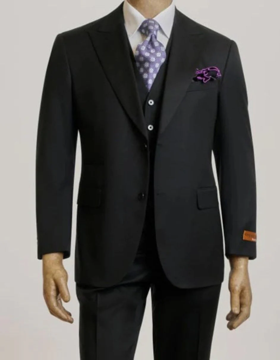 Steve Harvey Suits Brand - Mens Black Suit - Designer Brand Suit No Pleated Pants Modern Fit - Image 9