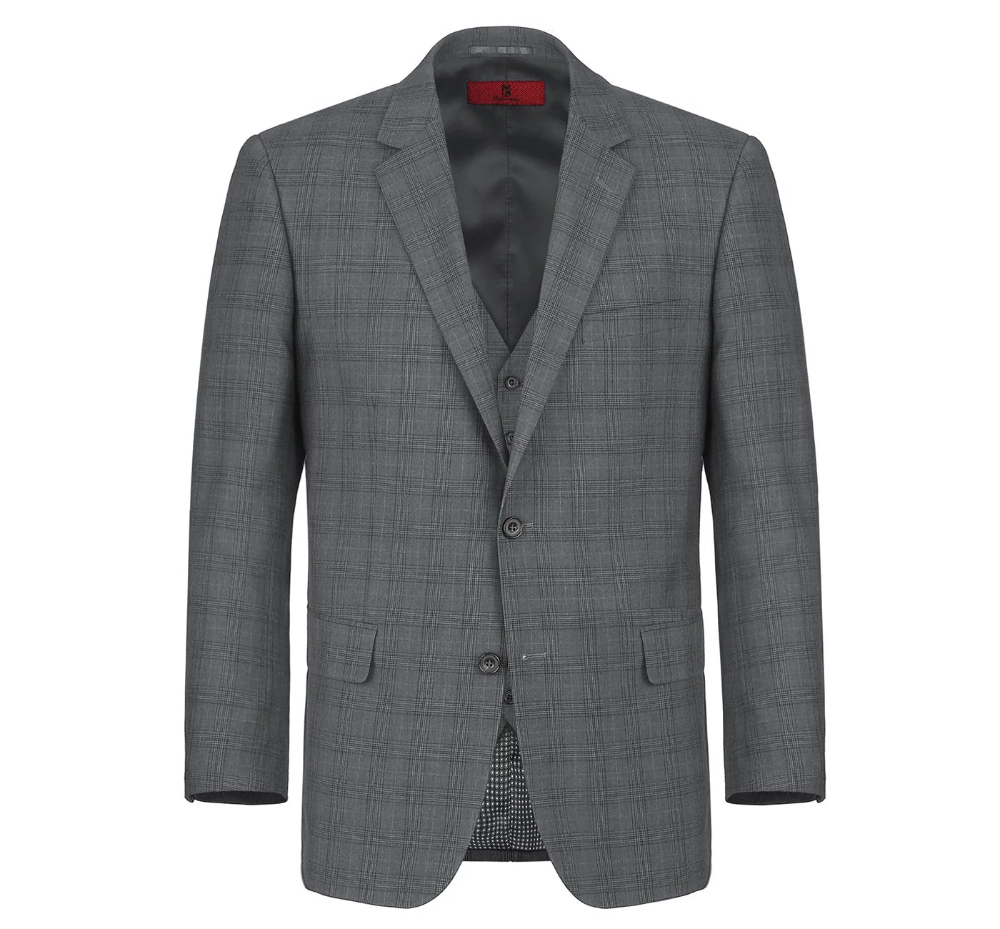 278-1 Men's 3-Piece Classic Fit Single Breasted Windowpane Suit - Image 4