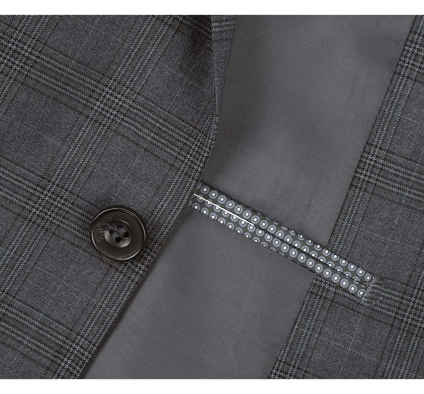 278-1 Men's 3-Piece Classic Fit Single Breasted Windowpane Suit - Image 6