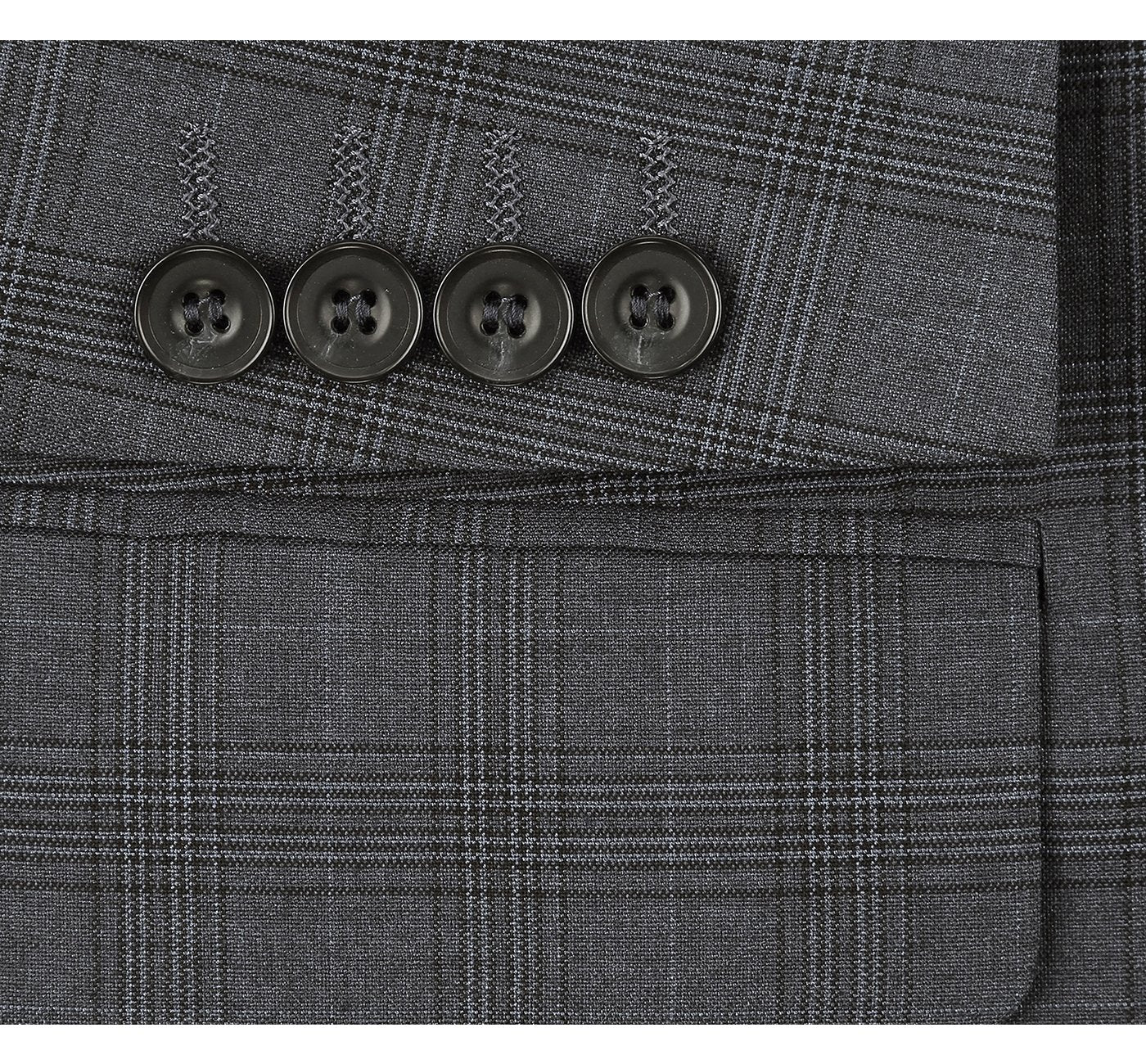 278-1 Men's 3-Piece Classic Fit Single Breasted Windowpane Suit - Image 7