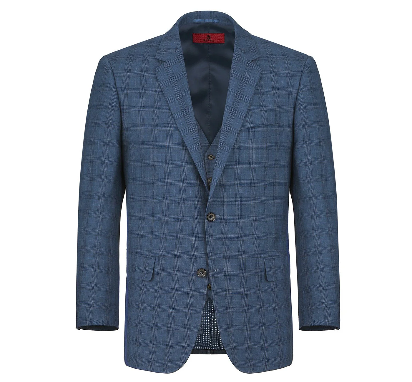278-2 Men's 3-Piece Classic Fit Single Breasted Windowpane Suit - Image 3
