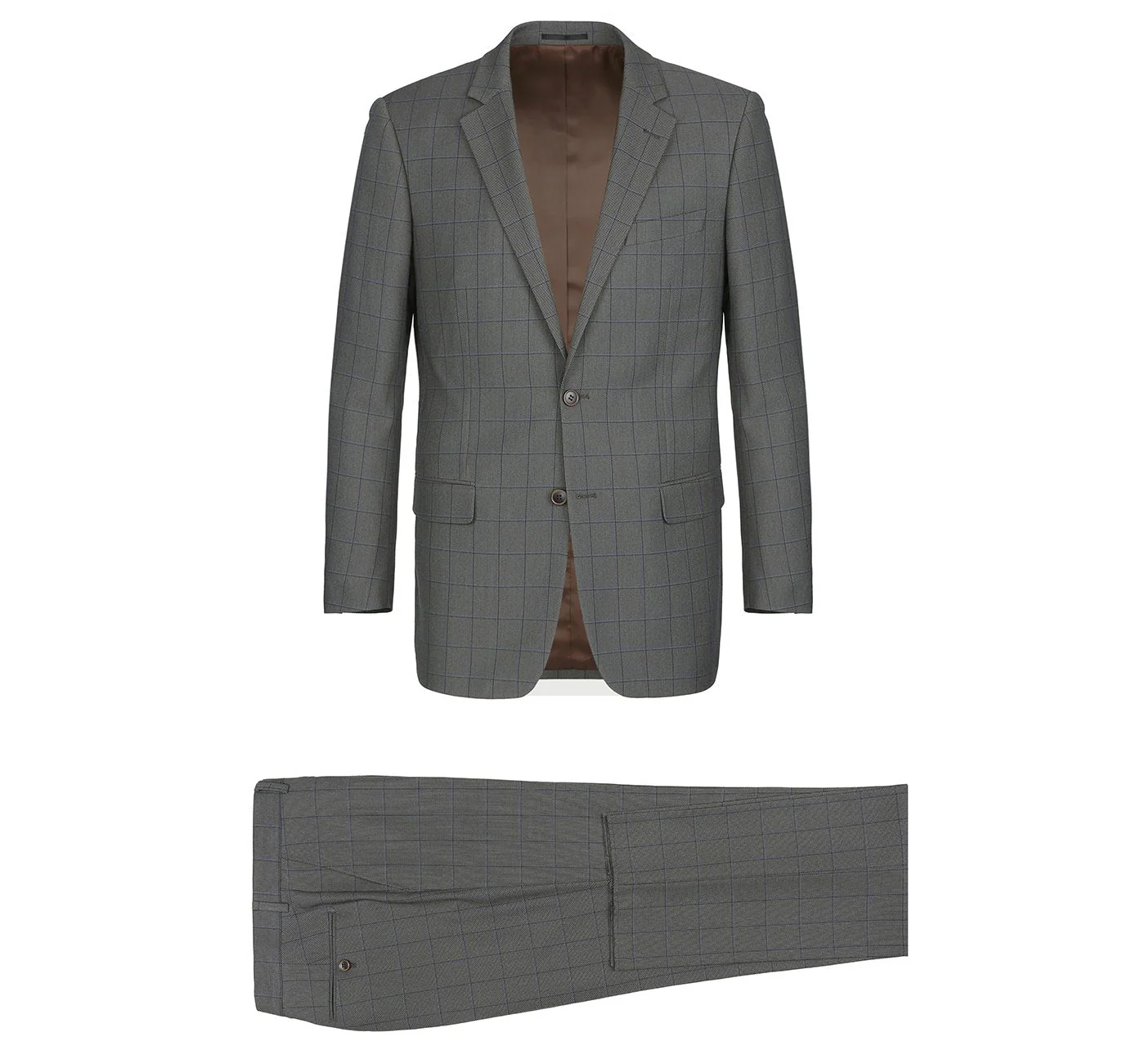 292-2 Men's Two Piece Classic Fit Windowpane Check Dress Suit